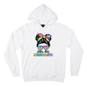 Little Miss Kindergarten Girls Messy Bun Back To School Hoodie