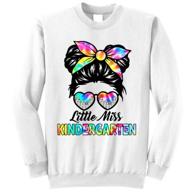 Little Miss Kindergarten Girls Messy Bun Back To School Sweatshirt