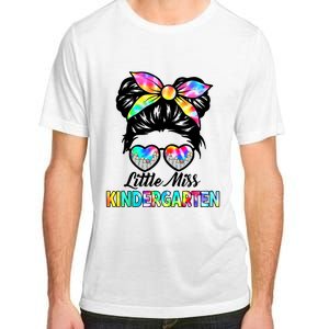 Little Miss Kindergarten Girls Messy Bun Back To School Adult ChromaSoft Performance T-Shirt