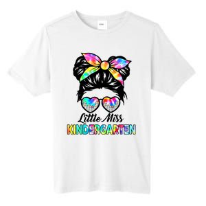 Little Miss Kindergarten Girls Messy Bun Back To School Tall Fusion ChromaSoft Performance T-Shirt