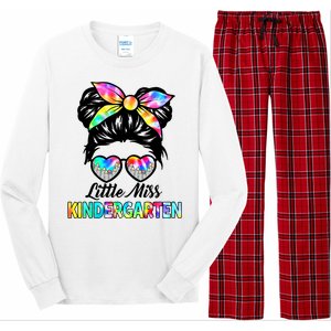 Little Miss Kindergarten Girls Messy Bun Back To School Long Sleeve Pajama Set