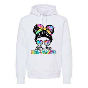 Little Miss Kindergarten Girls Messy Bun Back To School Premium Hoodie