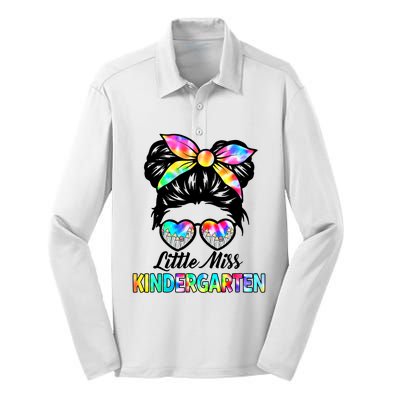 Little Miss Kindergarten Girls Messy Bun Back To School Silk Touch Performance Long Sleeve Polo