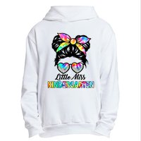 Little Miss Kindergarten Girls Messy Bun Back To School Urban Pullover Hoodie