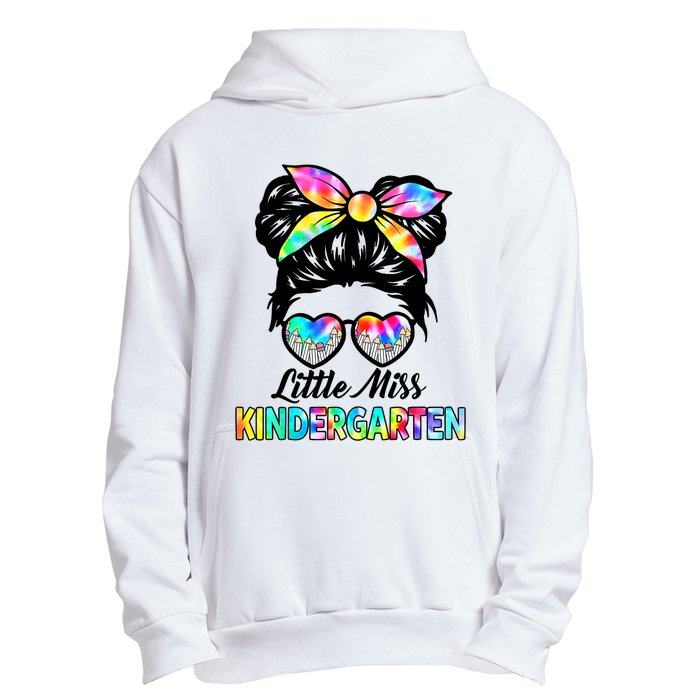 Little Miss Kindergarten Girls Messy Bun Back To School Urban Pullover Hoodie