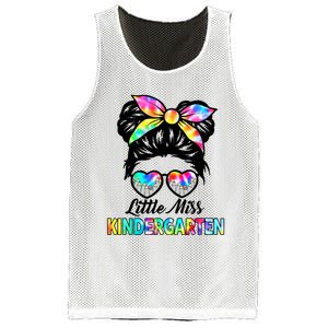 Little Miss Kindergarten Girls Messy Bun Back To School Mesh Reversible Basketball Jersey Tank