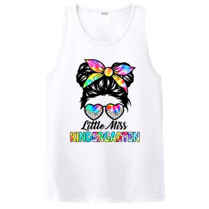 Little Miss Kindergarten Girls Messy Bun Back To School PosiCharge Competitor Tank