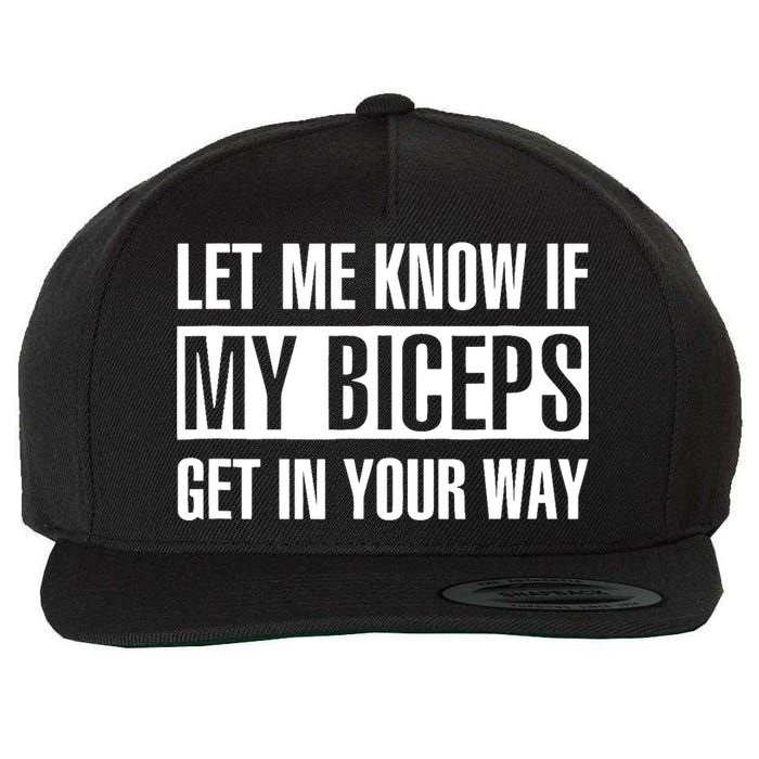 Let Me Know If My Biceps Get In Your Way Funny Wool Snapback Cap