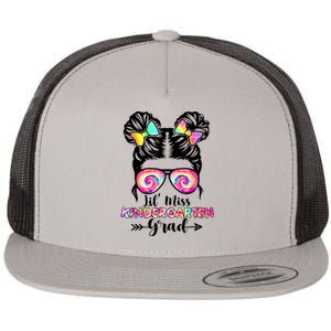 Lil Miss Kindergarten Grad Graduation Messy Bun Flat Bill Trucker Hat