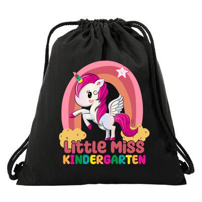 Little Miss Kindergarten Rainbow Unicorn Drawstring Bag