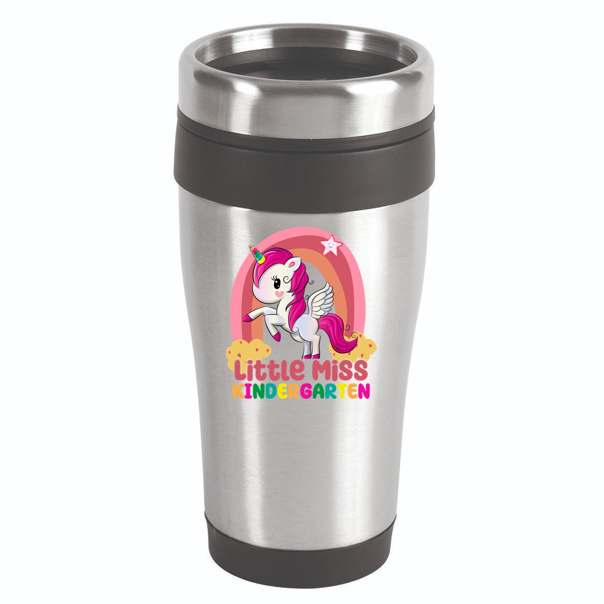 Little Miss Kindergarten Rainbow Unicorn 16oz Travel Tumbler