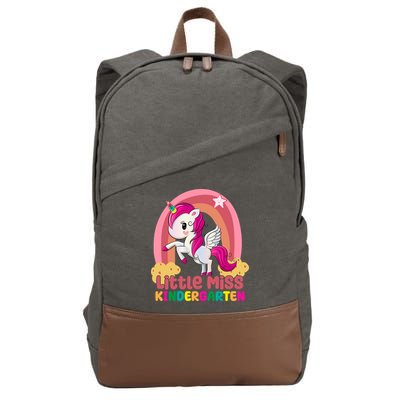 Little Miss Kindergarten Rainbow Unicorn Cotton Canvas Backpack