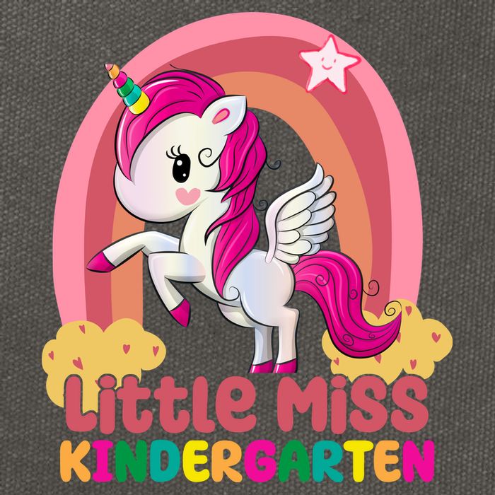 Little Miss Kindergarten Rainbow Unicorn Cotton Canvas Backpack