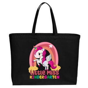 Little Miss Kindergarten Rainbow Unicorn Cotton Canvas Jumbo Tote