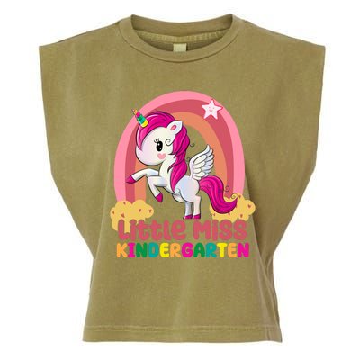 Little Miss Kindergarten Rainbow Unicorn Garment-Dyed Women's Muscle Tee