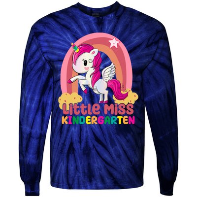 Little Miss Kindergarten Rainbow Unicorn Tie-Dye Long Sleeve Shirt