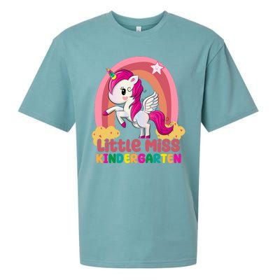 Little Miss Kindergarten Rainbow Unicorn Sueded Cloud Jersey T-Shirt