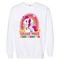 Little Miss Kindergarten Rainbow Unicorn Garment-Dyed Sweatshirt