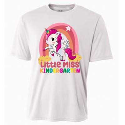 Little Miss Kindergarten Rainbow Unicorn Cooling Performance Crew T-Shirt