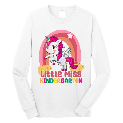 Little Miss Kindergarten Rainbow Unicorn Long Sleeve Shirt