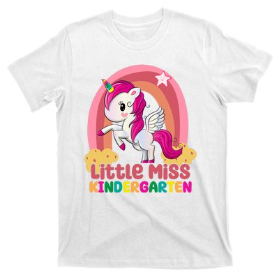 Little Miss Kindergarten Rainbow Unicorn T-Shirt