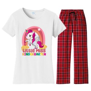 Little Miss Kindergarten Rainbow Unicorn Women's Flannel Pajama Set