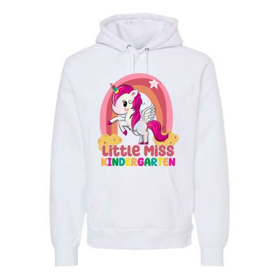 Little Miss Kindergarten Rainbow Unicorn Premium Hoodie