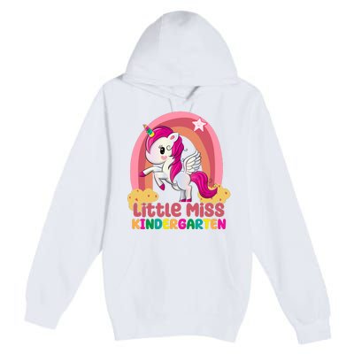 Little Miss Kindergarten Rainbow Unicorn Premium Pullover Hoodie