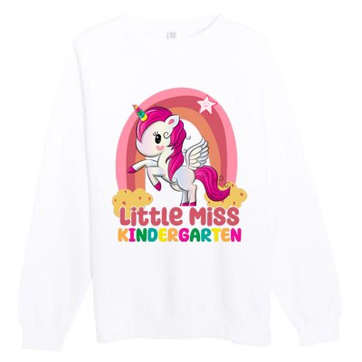 Little Miss Kindergarten Rainbow Unicorn Premium Crewneck Sweatshirt