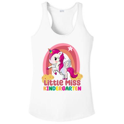 Little Miss Kindergarten Rainbow Unicorn Ladies PosiCharge Competitor Racerback Tank