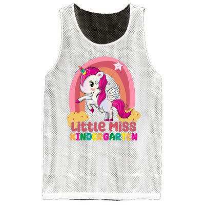 Little Miss Kindergarten Rainbow Unicorn Mesh Reversible Basketball Jersey Tank