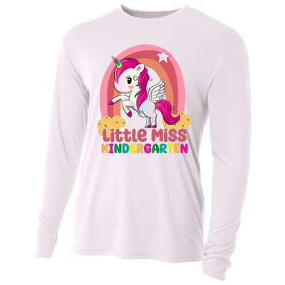 Little Miss Kindergarten Rainbow Unicorn Cooling Performance Long Sleeve Crew