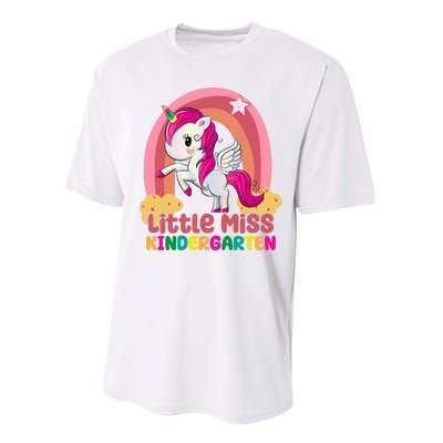 Little Miss Kindergarten Rainbow Unicorn Performance Sprint T-Shirt