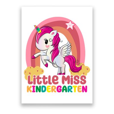 Little Miss Kindergarten Rainbow Unicorn Poster