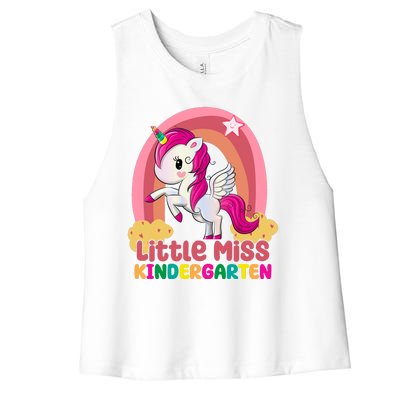 Little Miss Kindergarten Rainbow Unicorn Women's Racerback Cropped Tank