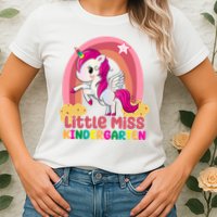 Little Miss Kindergarten Rainbow Unicorn Womens T-Shirt