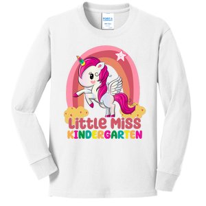 Little Miss Kindergarten Rainbow Unicorn Kids Long Sleeve Shirt