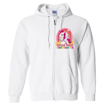 Little Miss Kindergarten Rainbow Unicorn Full Zip Hoodie