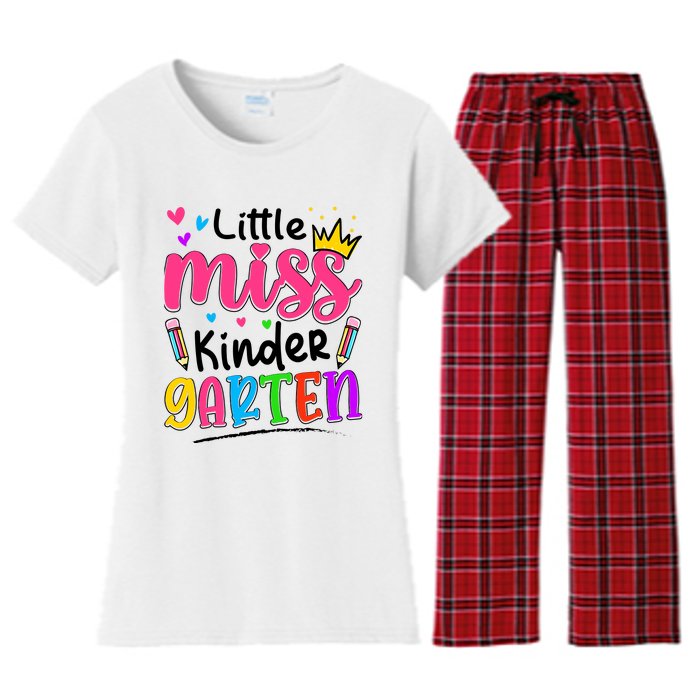 Little Miss Kindergarten Back To School Kindergarten Girl Women's Flannel Pajama Set