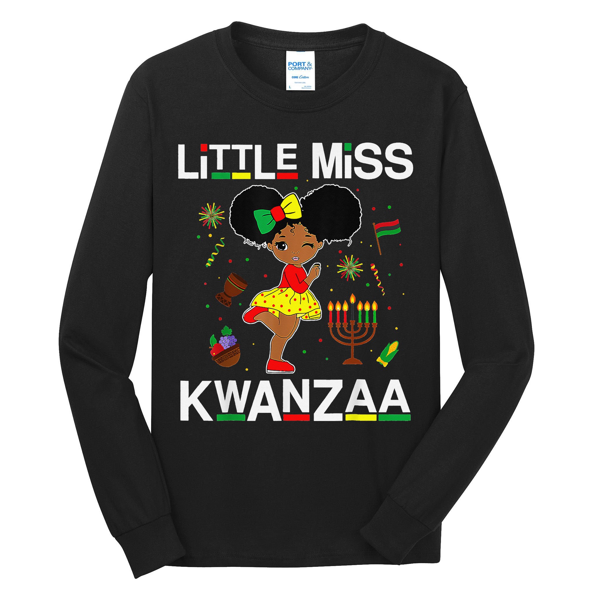 Little Miss Kwanzaa Outfits For Black Girl Tall Long Sleeve T-Shirt