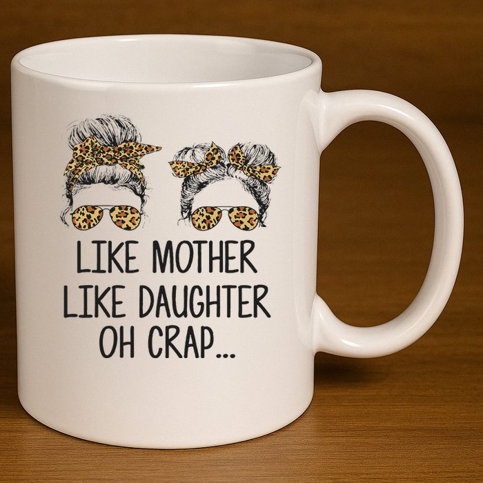 Like Mother Like Daughter Messy Bun Mom Happy Mothers Day 11oz C Handle Ceramic Mug