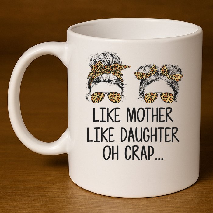 Like Mother Like Daughter Messy Bun Mom Happy Mothers Day 11oz C Handle Ceramic Mug