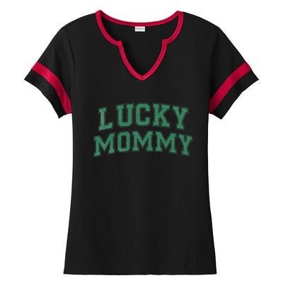 Lucky Mommy Life St Patricks Day Shamrock Family Womens Funny Ladies Halftime Notch Neck Tee