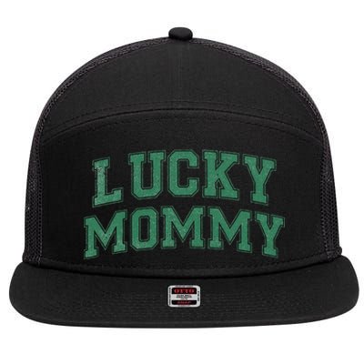 Lucky Mommy Life St Patricks Day Shamrock Family Womens Funny 7 Panel Mesh Trucker Snapback Hat