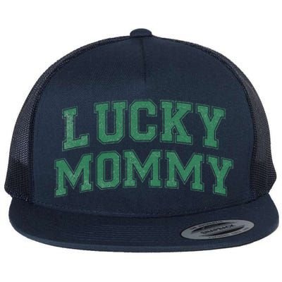 Lucky Mommy Life St Patricks Day Shamrock Family Womens Funny Flat Bill Trucker Hat