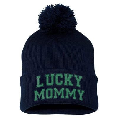 Lucky Mommy Life St Patricks Day Shamrock Family Womens Funny Pom Pom 12in Knit Beanie