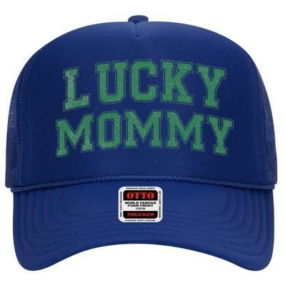 Lucky Mommy Life St Patricks Day Shamrock Family Womens Funny High Crown Mesh Back Trucker Hat