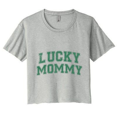 Lucky Mommy Life St Patricks Day Shamrock Family Womens Funny Women's Crop Top Tee