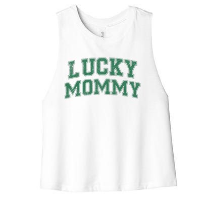 Lucky Mommy Life St Patricks Day Shamrock Family Womens Funny Women's Racerback Cropped Tank