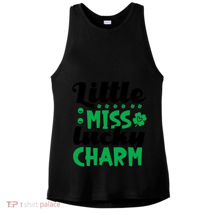 Little Miss Lucky Charm St Patrick's Day Ladies PosiCharge Tri-Blend Wicking Tank